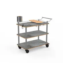 Mogogo - Roll'n 41" x 21" x 40.5" Grey Slate / Brushed Stainless Steel Mixology Cart - MGCRNX16GSXX