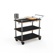 Mogogo - Roll'n 41" x 21" x 40.5" Black Marble / Brushed Stainless Steel Mixology Cart - MGCRNX16MSXX