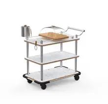 Mogogo - Roll'n 42.5" x 24" x 40.5" Bamboo / Brushed Stainless Steel Cheese Plate & Wine Cart W/ Bumper - MGCRNX20BSXX