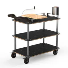 Mogogo - Roll'n 41" x 21" x 40" Black Marble / Brushed Brass Cheese Plate & Wine Cart W/ Bumper & Leather Handle - MGCRNX04MSXX