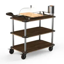 Mogogo - Roll'n 41" x 21" x 40" Mango Wood / Brushed Brass Cheese Plate & Wine Cart W/ Bumper & Leather Handle - MGCRNX04WSXX