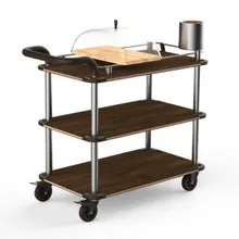 Mogogo - Roll'n 41" x 21" x 40" Bamboo / Brushed Brass Cheese Plate & Wine Cart W/ Bumper & Leather Handle - MGCRNX04BBXX