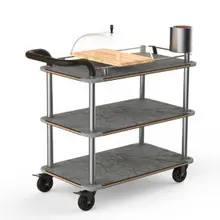 Mogogo - Roll'n 41" x 21" x 40" Bamboo / Brushed Stainless Steel Cheese Plate & Wine Cart W/ Bumper & Leather Handle - MGCRNX04BSXX