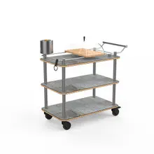Mogogo - Roll'n 41" x 21" x 40" Grey Slate / Brushed Stainless Steel Cheese Plate & Wine Cart - MGCRNX17GSXX
