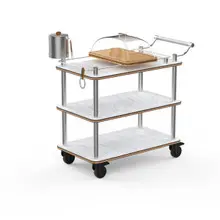 Mogogo - Roll'n 41" x 21" x 40" White Carrera / Brushed Stainless Steel Cheese Plate & Wine Cart - MGCRNX17CSXX