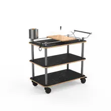 Mogogo - Roll'n 41" x 21" x 40" Black Marble / Brushed Stainless Steel Cheese Plate & Wine Cart - MGCRNX17MSXX