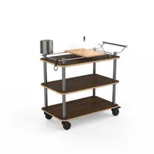 Mogogo - Roll'n 41" x 21" x 40" Bamboo / Brushed Stainless Steel Cheese Plate & Wine Cart - MGCRNX17BSXX