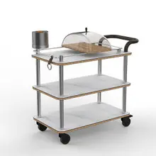 Mogogo - Roll'n 41" x 21" x 40" White Carrera / Brushed Stainless Steel Cheese Plate & Wine Cart W/ Leather Handle - MGCRNX04CSXX