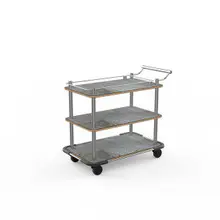Mogogo - Roll'n 41" x 21" x 36.5" Grey Slate / Brushed Stainless Steel Top Border Cart W/ Bumper - MGCRNX18GSXX