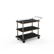 Mogogo - Roll'n 41" x 21" x 36.5" Black Marble / Brushed Stainless Steel  Top Border Cart W/ Bumper - MGCRNX18MSXX