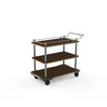 Mogogo - Roll'n 41" x 21" x 36.5" Mango Wood / Brushed Stainless Steel Top Border Cart W/ Bumper - MGCRNX18WSXX