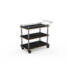 Mogogo - Roll'n 41" x 21" x 36.5" Black Marble / Brushed Stainless Steel Top Border Cart - MGCRNX15MSXX
