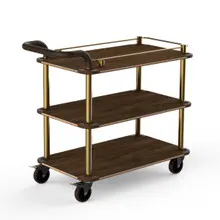 Mogogo - Roll'n 41" x 21" x 36.5" Mango Wood / Brushed Brass Top Border Cart W/ Bumper & Leather Handle - MGCRNX02WBXX