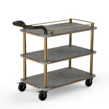 Mogogo - Roll'n 41" x 21" x 36.5" Grey Slate / Brushed Brass Top Border Cart W/ Bumper & Leather Handle - MGCRNX02GBXX