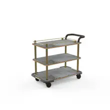 Mogogo - Roll'n 42.5" x 24" x 36" Grey Slate / Brushed Brass Top Border Cart W/ Bumper & Leather Handle - MGCRNX08GBXX