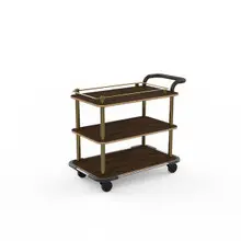 Mogogo - Roll'n 42.5" x 24" x 36" Bamboo / Brushed Brass Top Border Cart W/ Bumper & Leather Handle - MGCRNX08BBXX