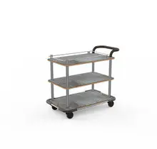 Mogogo - Roll'n 42.5" x 24" x 36" Grey Slate / Brushed Stainless Steel Top Border Cart W/ Bumper & Leather Handle - MGCRNX08GSXX