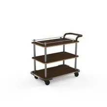 Mogogo - Roll'n 42.5" x 24" x 36" Mango Wood / Brushed Stainless Steel Top Border Cart W/ Bumper & Leather Handle - MGCRNX08WSXX