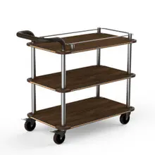 Mogogo - Roll'n 41.5" x 21" x 36" Mango Wood / Brushed Stainless Steel Top Border Cart W/ Bumper & Leather Handle - MGCRNX02WSXX