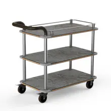 Mogogo - Roll'n 41.5" x 21" x 36" Grey Slate / Brushed Stainless Steel Top Border Cart W/ Bumper & Leather Handle - MGCRNX02GSXX