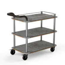 Mogogo - Roll'n 41.5" x 21" x 36" Bamboo / Brushed Stainless Steel Top Border Cart W/ Bumper & Leather Handle - MGCRNX02BSXX