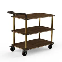 Mogogo - Roll'n 41.5" x 21" x 36" Mango Wood / Brushed Brass Service Cart W/ Leather Handle - MGCRNX01WBXX