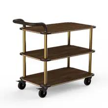 Mogogo - Roll'n 41.5" x 21" x 36" Bamboo / Brushed Brass Service Cart W/ Leather Handle - MGCRNX01BBXX
