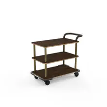 Mogogo - Roll'n 42.5" x 24" x 36.5" Mango Wood / Brushed Brass Service Cart W/ Bumper & Leather Handle - MGCRNX11WBXX