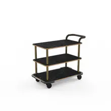 Mogogo - Roll'n 42.5" x 24" x 36.5" Bamboo / Brushed Stainless Steel Service Cart W/ Bumper & Leather Handle - MGCRNX11BSXX