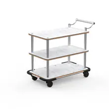 Mogogo - Roll'n 42.5" x 24" x 36.5" White Carrera / Brushed Stainless Steel Service Cart W/ Bumper - MGCRNX12CSXX