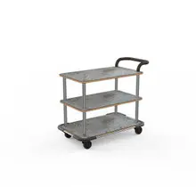 Mogogo - Roll'n 42.5" x 24" x 36.5" Grey Slate / Brushed Stainless Steel Service Cart W/ Bumper & Leather Handle - MGCRNX11GSXX