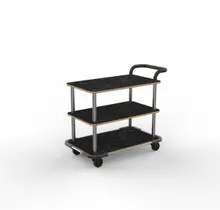 Mogogo - Roll'n 42.5" x 24" x 36.5" Black Marble / Brushed Stainless Steel Service Cart W/ Bumper & Leather Handle - MGCRNX11MSXX