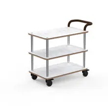 Mogogo - Roll'n 41.5" x 21" x 36" White Carrera / Brushed Stainless Steel Service Cart W/ Leather Handle - MGCRNX01CSXX