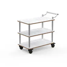 Mogogo - Roll'n 41" x 21" x 36.5" White Carrera / Brushed Stainless Steel Service Cart - MGCRNX09CSXX