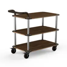 Mogogo - Roll'n 41.5" x 21" x 36" Mango Wood / Brushed Stainless Steel Service Cart W/ Bumper & Leather Handle - MGCRNX01WSXX