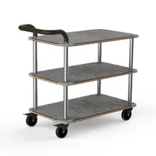 Mogogo - Roll'n 41.5" x 21" x 36" Grey Slate / Brushed Stainless Steel Service Cart W/ Bumper & Leather Handle - MGCRNX01GSXX