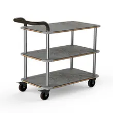 Mogogo - Roll'n 41.5" x 21" x 36" Bamboo / Brushed Stainless Steel Service Cart W/ Bumper & Leather Handle - MGCRNX01BSXX