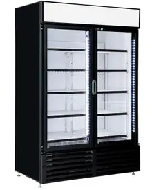 QBD - 52" Black Refrigerator w/ 2 Glass Swing Doors - CD47-HC