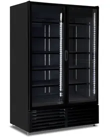 QBD - 52" Black Refrigerator w/ 2 Glass Swing Doors & Black Interior - CD47FD-HC