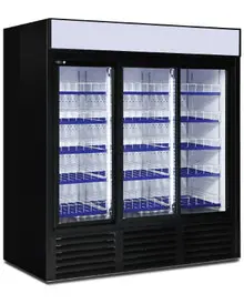QBD - 78" Black Refrigerator w/ 3 Sliding Glass Doors - CD69-HC