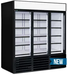 QBD - 78" Black Refrigerator w/ 3 Glass Swing Doors - CD72-HC