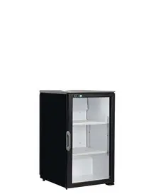 QBD - 20" Black Countertop Refrigerator w/ 1 Glass Swing Door & Stainless Steel Top - DC6LP-HC