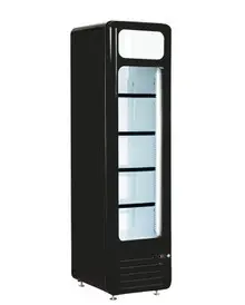 QBD - 20" Black Slim Refrigerator w/ 1 Glass Swing Door - PC8L-HC