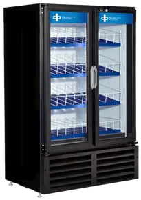 QBD - 36" Black Refrigerator w/ 2 Glass Swing Doors & Organizer Shelves - CD14-HC/GR