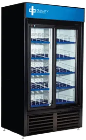 QBD - 40" Black Refrigerator w/ 2 Sliding Glass Doors & Organizer Shelves - CD34-HC/GR