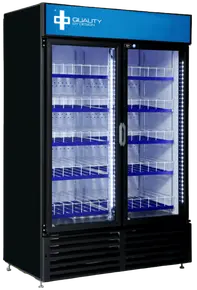 QBD - 52" Black Refrigerator w/ 2 Glass Swing Doors & Organizer Shelves - CD47-HC/GR