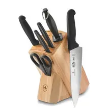 Victorinox - Fibrox 7 Piece Knife Set w/ Oak Knife Block - 5.1193.7-X2