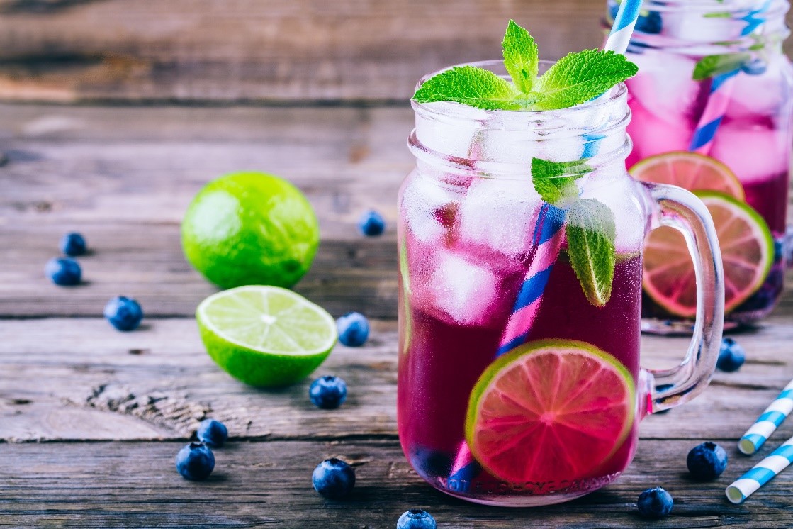 Blueberry mojitos make a grand entrance for any Summer festive picnic.