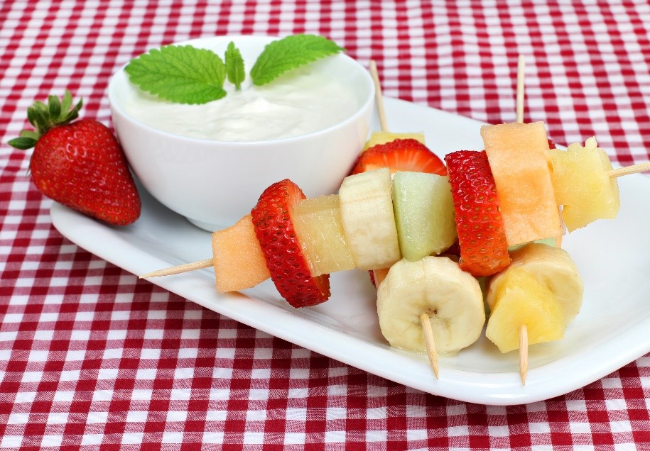 Fruit Skewers with Yogurt Dip