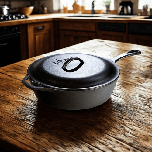 Lodge - 12" (5qt) Deep Cast Iron Skillet with Lid cast iron skillet with lid